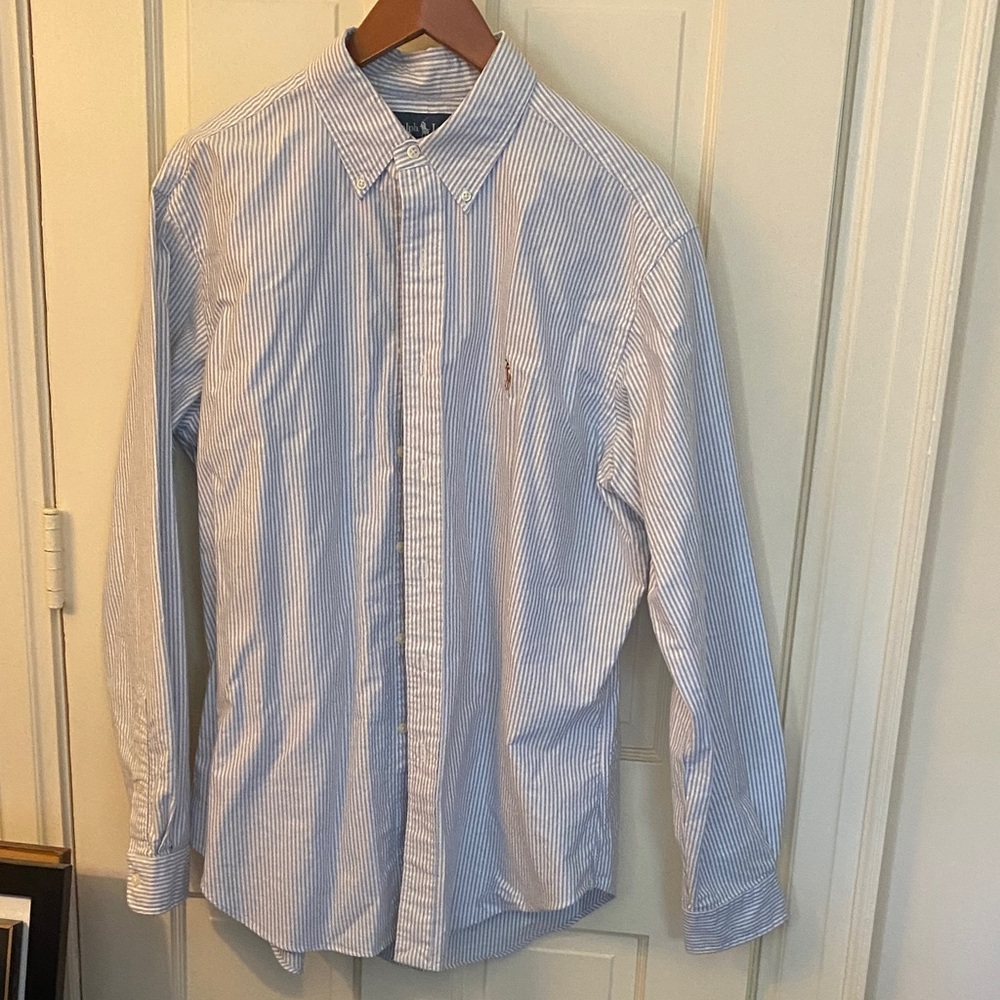 Ralph Lauren Light Blue Striped Button Down Shirt